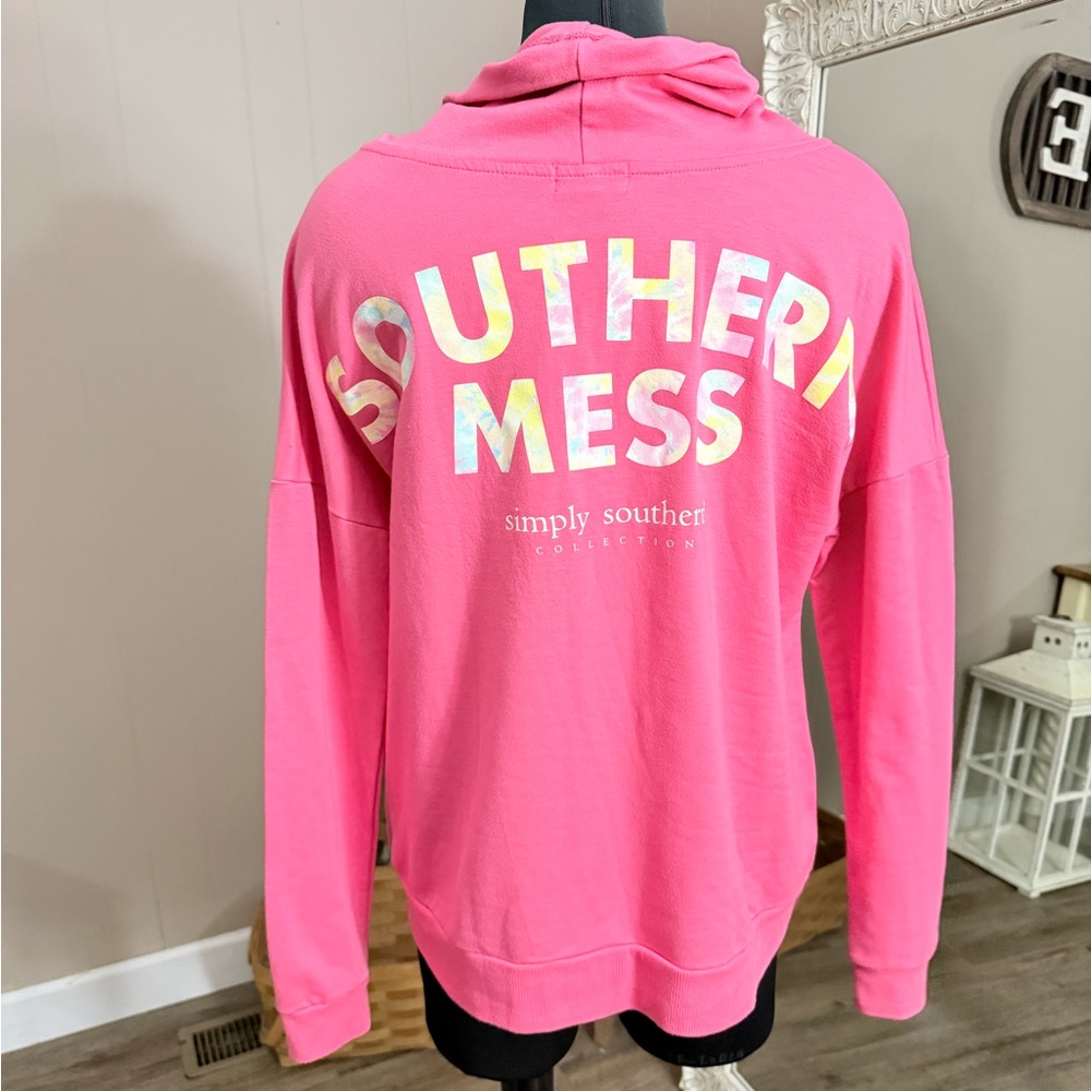 Simply Southern Pink "Southern Mess" Hooded Sweatshirt